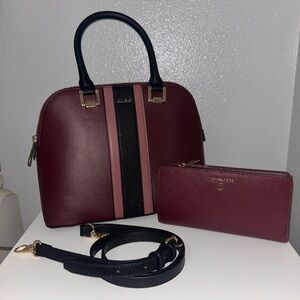Aldo Burgundy and Black Women's Bag Set